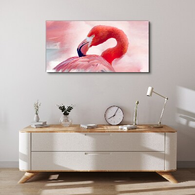 Tableau sur toile Flamant rose aux couleurs pastel