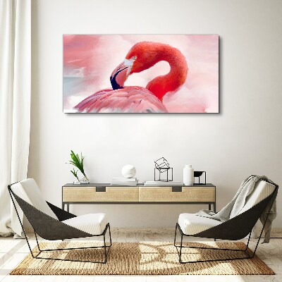 Tableau sur toile Flamant rose aux couleurs pastel