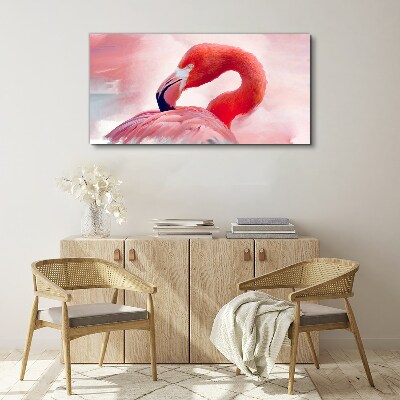 Tableau sur toile Flamant rose aux couleurs pastel
