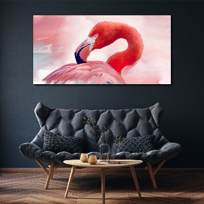 Tableau sur toile Flamant rose aux couleurs pastel