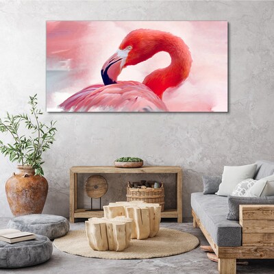 Tableau sur toile Flamant rose aux couleurs pastel