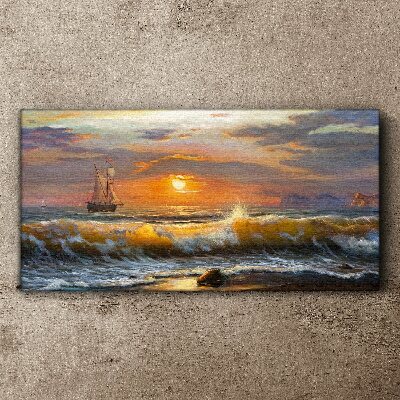 Tableau toile imprimée Coucher de soleil sur la mer