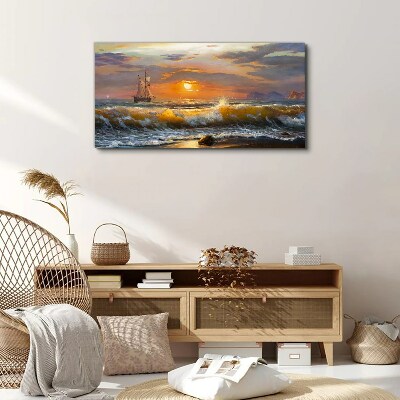 Tableau toile imprimée Coucher de soleil sur la mer
