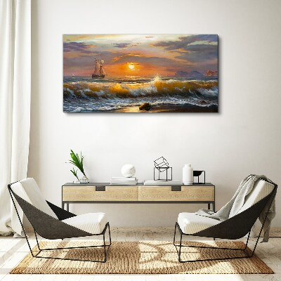 Tableau toile imprimée Coucher de soleil sur la mer