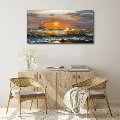Tableau toile imprimée Coucher de soleil sur la mer