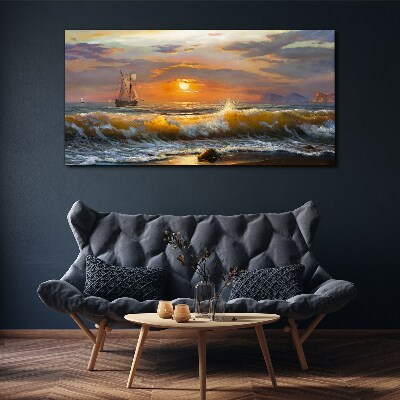 Tableau toile imprimée Coucher de soleil sur la mer