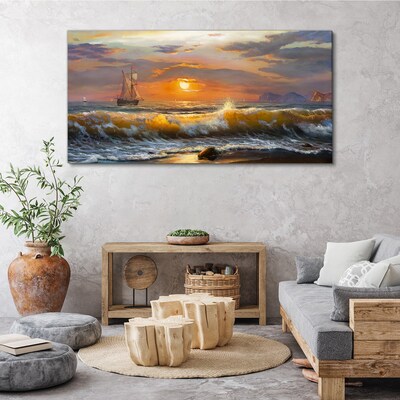 Tableau toile imprimée Coucher de soleil sur la mer
