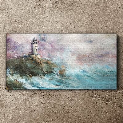Tableau imprimé sur toile Un phare dans un paysage orageux