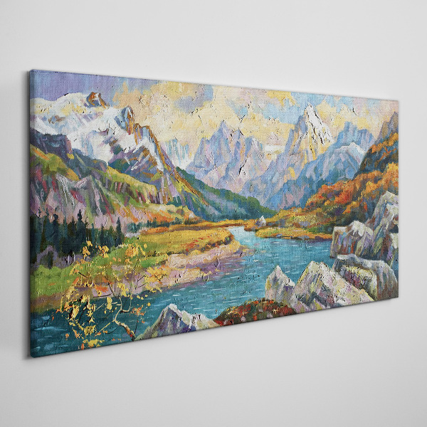 Tableau toile imprimée Paysage de montagne avec une rivière