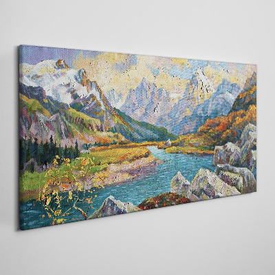 Tableau toile imprimée Paysage de montagne avec une rivière