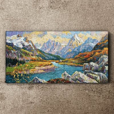 Tableau toile imprimée Paysage de montagne avec une rivière
