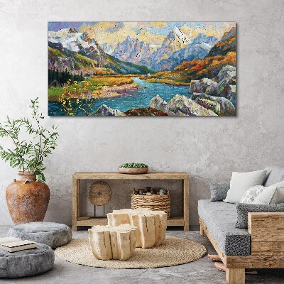 Tableau toile imprimée Paysage de montagne avec une rivière