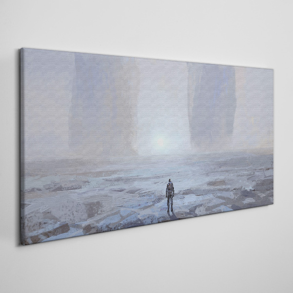 Tableau sur toile Un voyage solitaire dans un espace brumeux