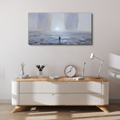 Tableau sur toile Un voyage solitaire dans un espace brumeux