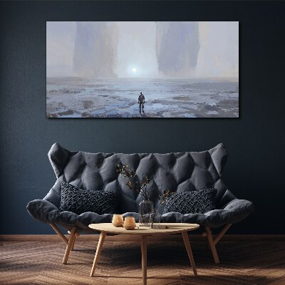 Tableau sur toile Un voyage solitaire dans un espace brumeux