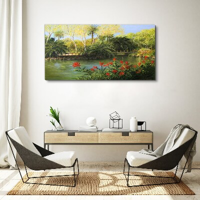 Tableau sur toile Paysage tropical avec une rivière