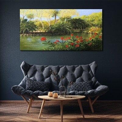 Tableau sur toile Paysage tropical avec une rivière