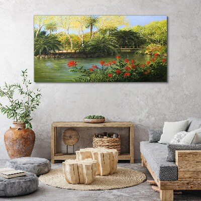 Tableau sur toile Paysage tropical avec une rivière