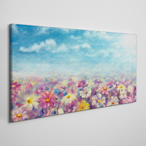 Tableau sur toile Paysage floral en bleu