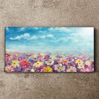 Tableau sur toile Paysage floral en bleu