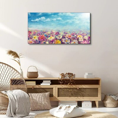 Tableau sur toile Paysage floral en bleu