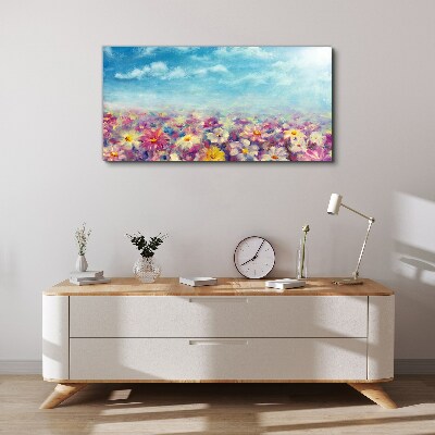 Tableau sur toile Paysage floral en bleu