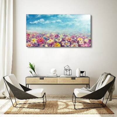 Tableau sur toile Paysage floral en bleu