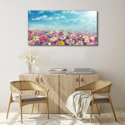 Tableau sur toile Paysage floral en bleu