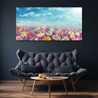 Tableau sur toile Paysage floral en bleu