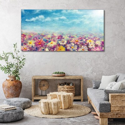 Tableau sur toile Paysage floral en bleu