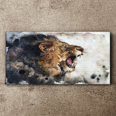 Tableau imprimé sur toile « Lion en colère à l'aquarelle »