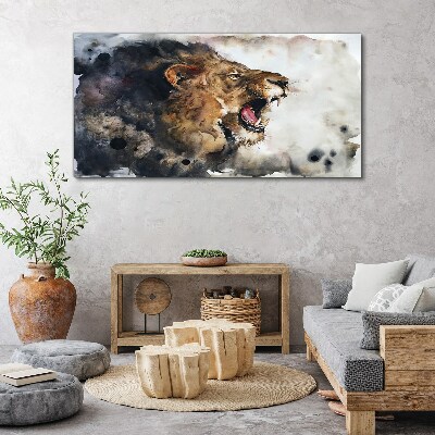 Tableau imprimé sur toile « Lion en colère à l'aquarelle »