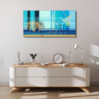 Tableau toile imprimée Paysage d'hiver en bleu