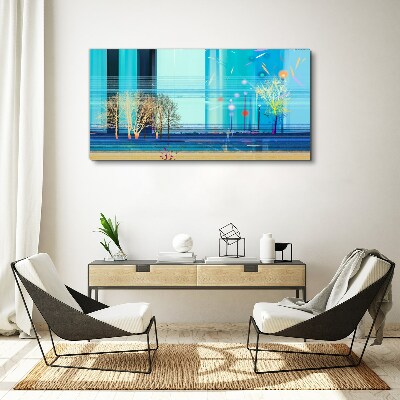 Tableau toile imprimée Paysage d'hiver en bleu