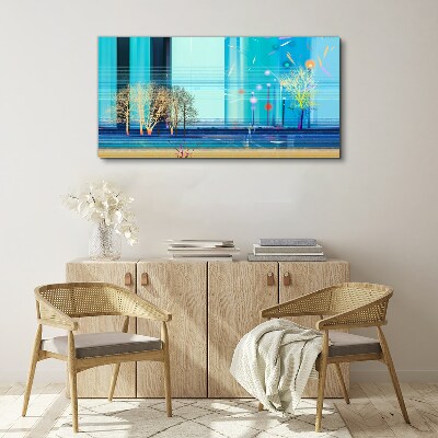 Tableau toile imprimée Paysage d'hiver en bleu