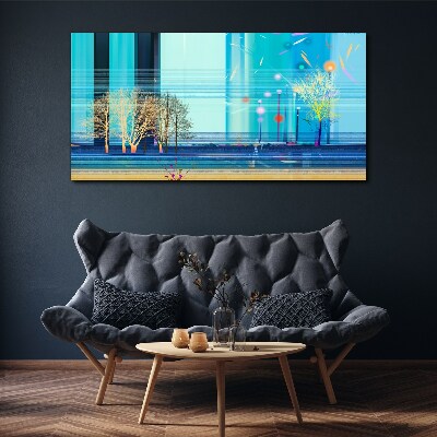 Tableau toile imprimée Paysage d'hiver en bleu