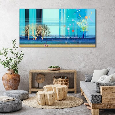 Tableau toile imprimée Paysage d'hiver en bleu