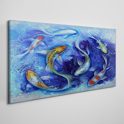 Tableau sur toile « La danse de la carpe dans l'eau bleue »