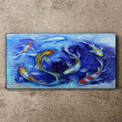 Tableau sur toile « La danse de la carpe dans l'eau bleue »