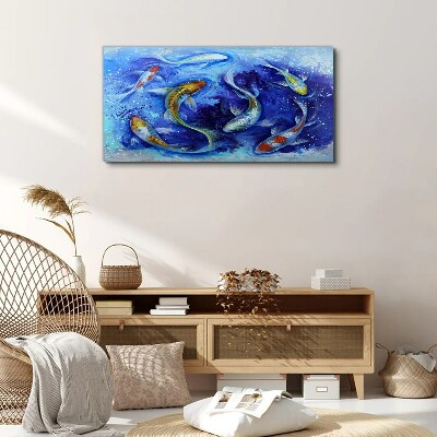 Tableau sur toile « La danse de la carpe dans l'eau bleue »