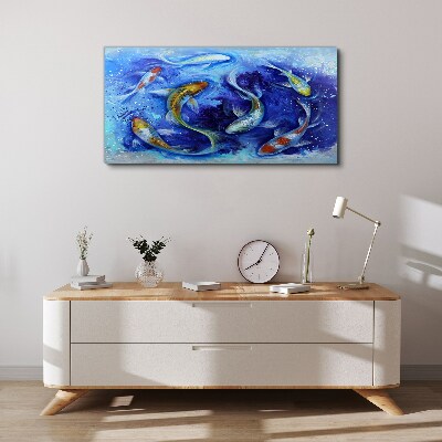 Tableau sur toile « La danse de la carpe dans l'eau bleue »