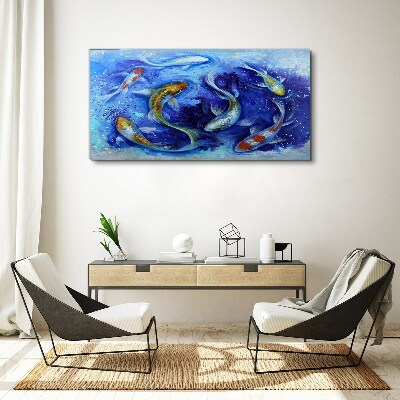 Tableau sur toile « La danse de la carpe dans l'eau bleue »