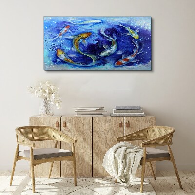 Tableau sur toile « La danse de la carpe dans l'eau bleue »