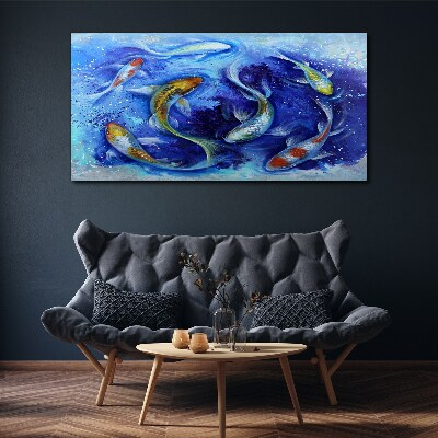 Tableau sur toile « La danse de la carpe dans l'eau bleue »