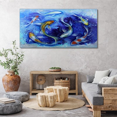 Tableau sur toile « La danse de la carpe dans l'eau bleue »