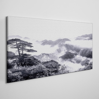 Tableau imprimé sur toile Panorama de montagne brumeux