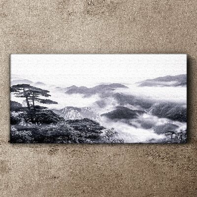 Tableau imprimé sur toile Panorama de montagne brumeux