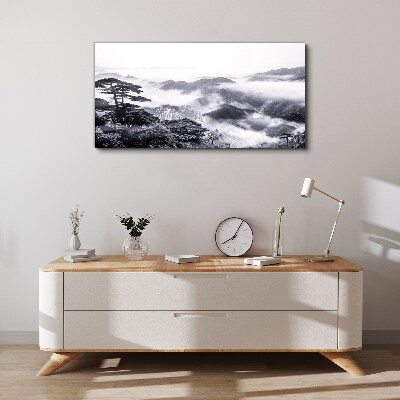Tableau imprimé sur toile Panorama de montagne brumeux
