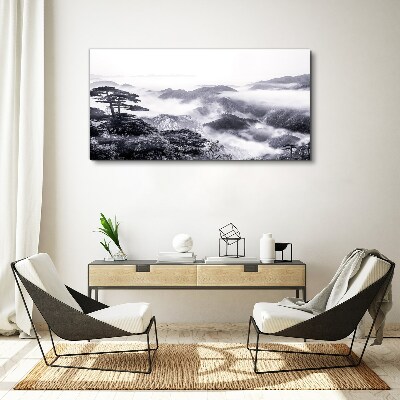 Tableau imprimé sur toile Panorama de montagne brumeux