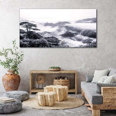 Tableau imprimé sur toile Panorama de montagne brumeux